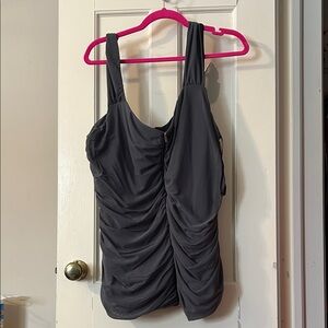 Gray Ruched Tank-Style Women's Top